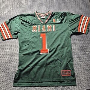 Vintage Miami Hurricanes #1 Jersey L Green‎ Orange Colosseum Made in Korea NCAA